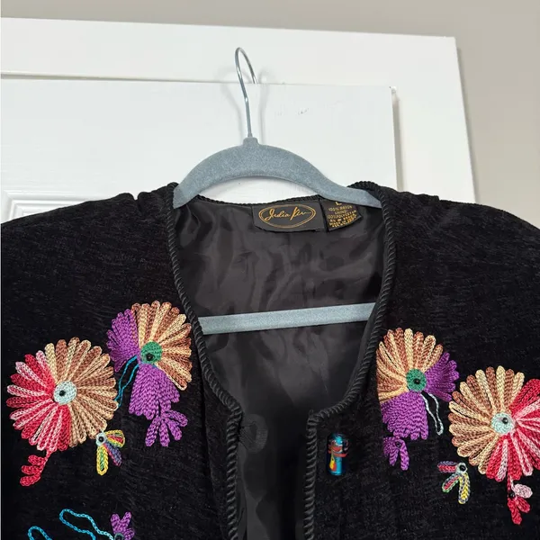 Julia Kim Floral Fully Embroidered Beautiful Blazer Jacket Vintage 90s - Image 7
