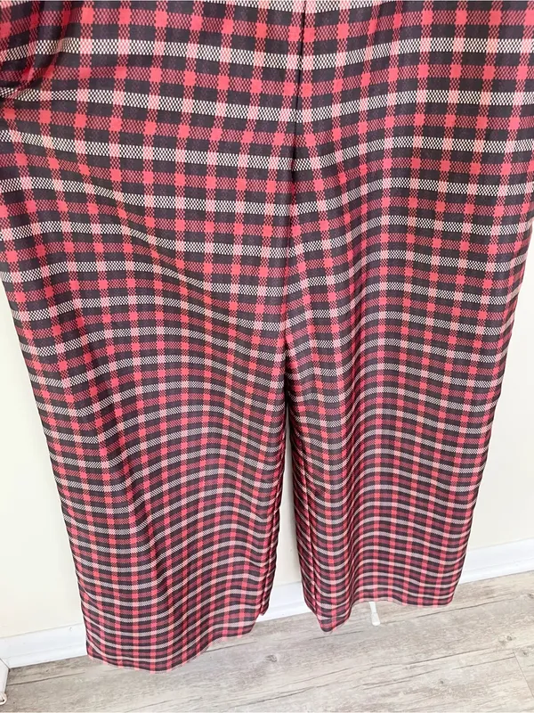 Anthropologie Hutch Plaid Bow Jumpsuit in Red 8 Classic Preppy Holiday Festive - Image 8