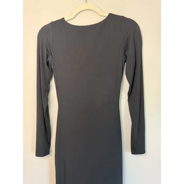 Skims Smooth Layers Square Neck Long Sleeve Midi Dress Obsidian S New $108 - Image 11