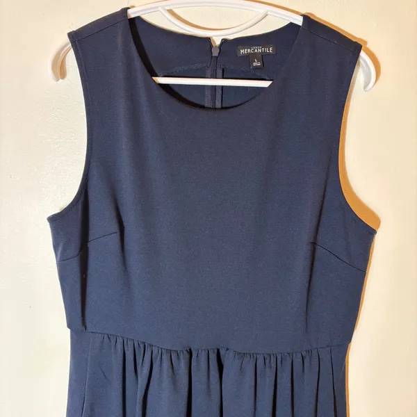 J. Crew Mercantile Navy Blue Sleeveless‎ Fit and Flare Dress Size Large - Image 2