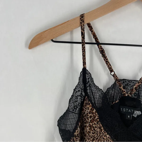 1. State Chiffon Leopard Animal Print Lace Cami Y2K‎ Mob Wife - Image 3