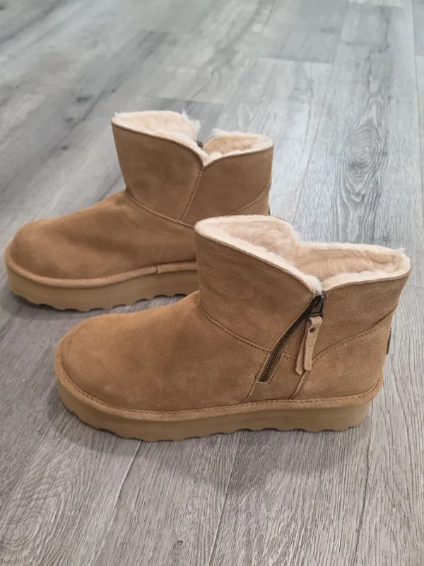 Bearpaw NWOB Women's Suede Zip-Up Ankle Boots With Sheepskin Lining Size 13 - Image 12