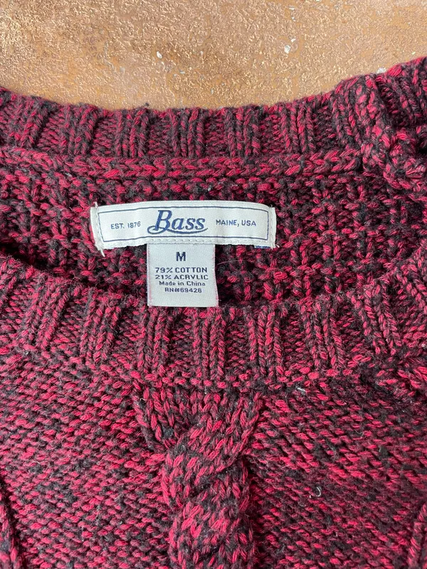 G.H. Bass & Co. Base Maroon Cableknit Sweater - Image 3