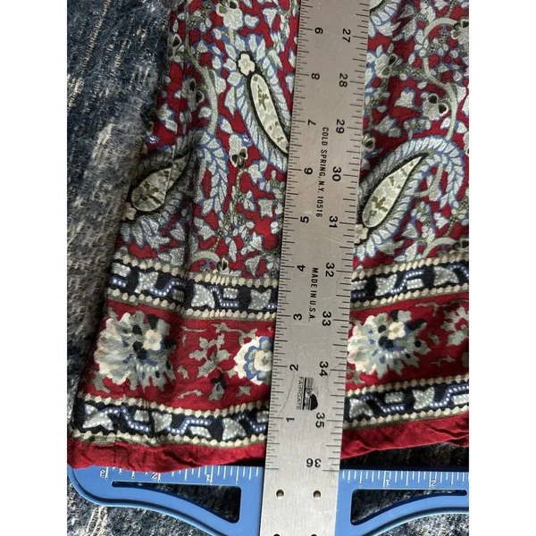 Vintage Crazy Horse Skirt Women's 8 Maroon Western Paisley Floral Midi A-Line - Image 5