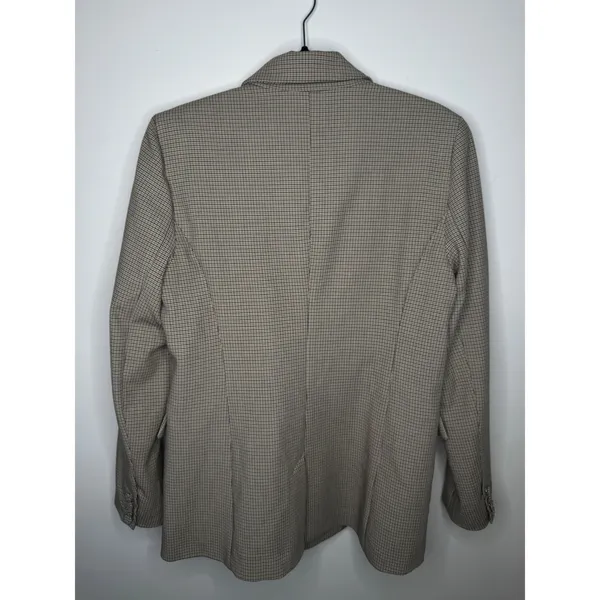 House of Harlow‎ 1960 Womens Brown Plaid Double Breasted Blazer Jacket Size M - Image 2
