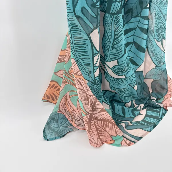 Farm Rio Anthropologie Ruffled Botanical Maxi Dress Tropical Teal‎ Pink Small - Image 7
