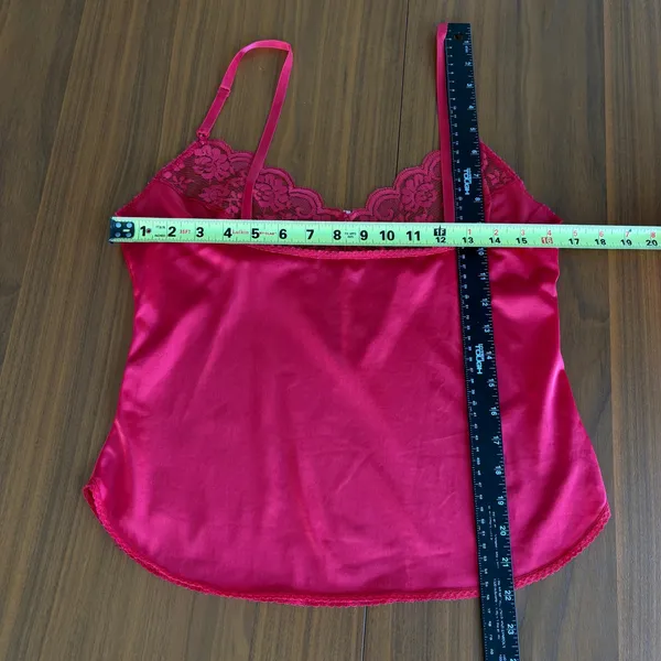 80s Vintage Maidenform Cami Slip Red Lace Trim Lingerie Coquette Glam Romantic - Image 6