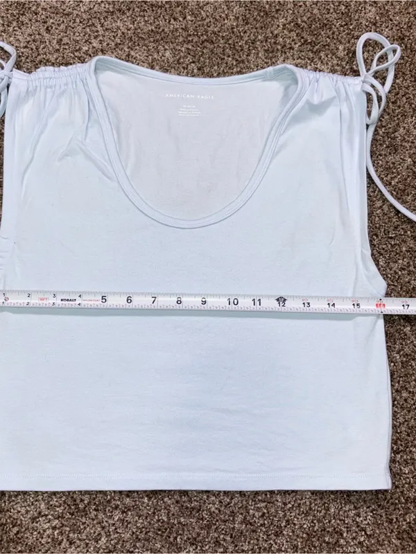 American Eagle Light Blue Tie-Shoulder Scoop Neck Crop Top Medium - Image 5