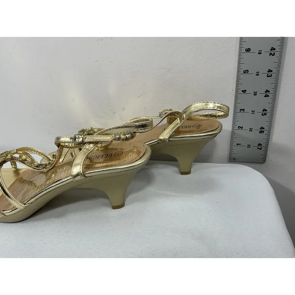 Womans New Delicacy Slingback Open Toe Dressy Sandals 9 Gold - Image 3