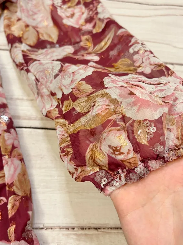 Altar'd State Sailor Floral Maxi Dress in Burgundy Size S NWT - Image 9