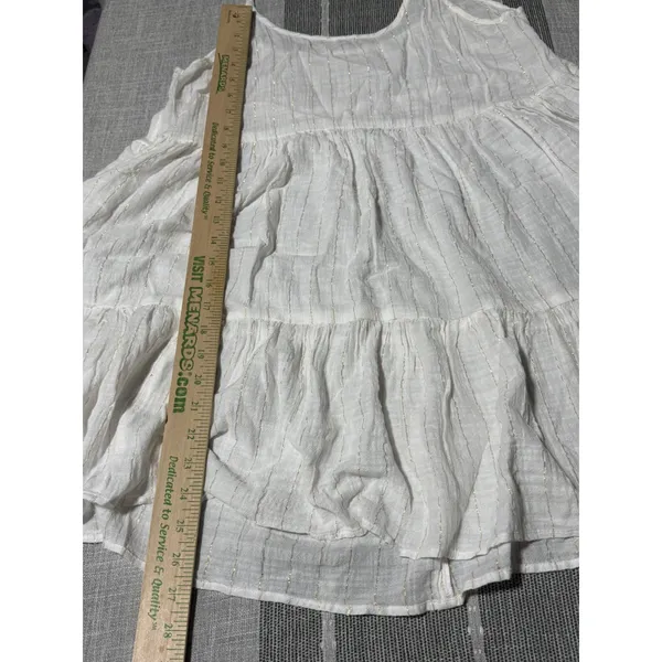 Aerie Womens White Gold Metallic Stripe Tiered Babydoll Cami Tank‎ Top Medium - Image 2