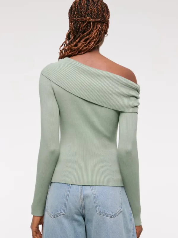 Abercrombie Asymmetrical Twist Top Sweater Green Size Medium - Image 2
