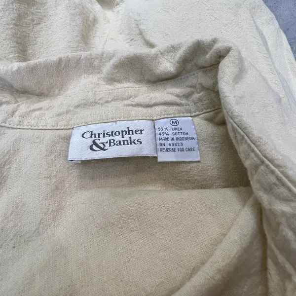 Christopher & Banks Yellow‎ Sleeveless Linen Blend Dress Women's Size Medium M - Image 4