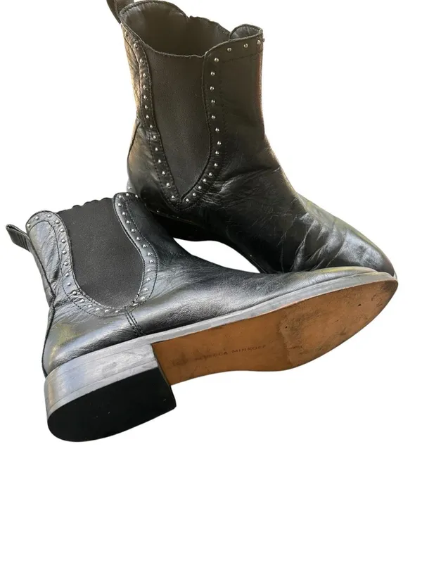 Rebecca Minkoff Sabeen Chelsea Black Studded Ankle Leather Boots 8M - Image 4