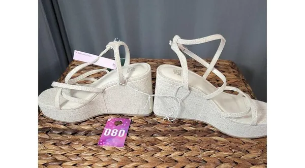 Wild Fable Ronnie Womens 6.5 Ivory Strappy Wedge Heels Open Toe Platform Sandals - Image 2