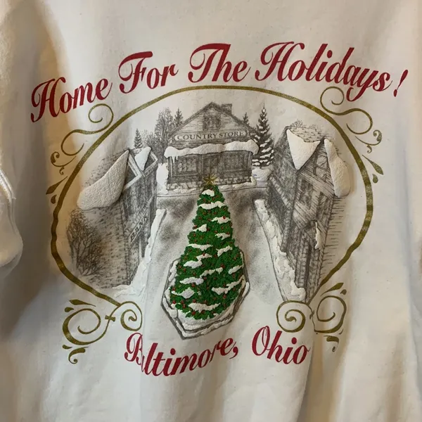 Hanes Vintage Christmas Home for the Holidays Baltimore, OH Puffy Paint Sweatshirt - Image 2