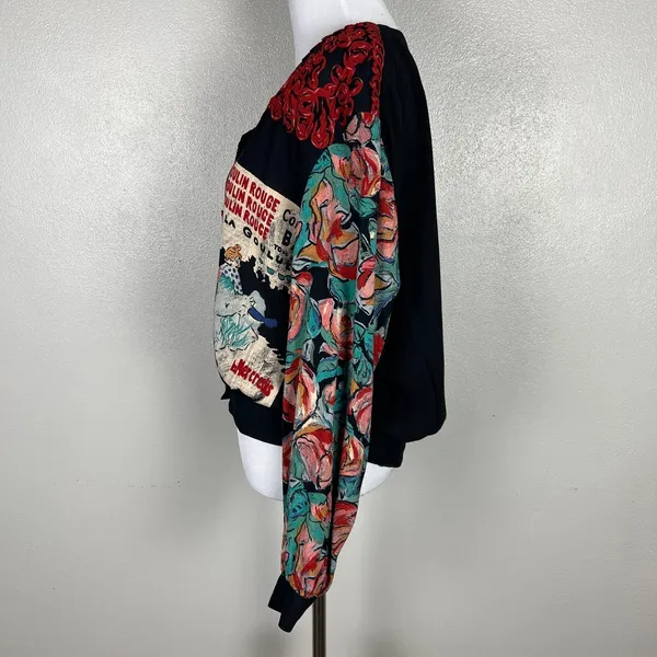 Carole Little Cardigan Jacket M Moulin Rouge Can Can Dancer Floral Rosette Artsy - Image 11