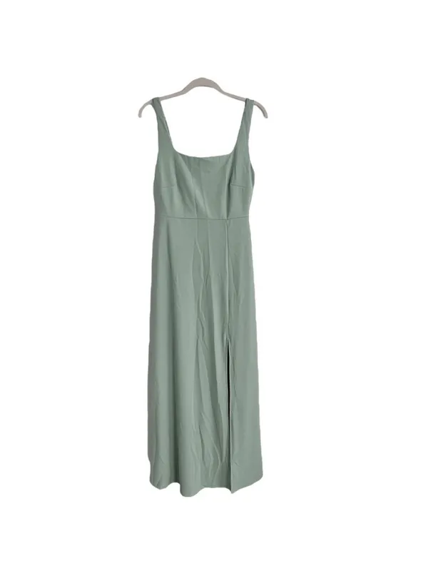 Birdy Grey Alex Crepe Sage Green Square Neck Bridesmaid Maxi Dress Gown Small - Image 7