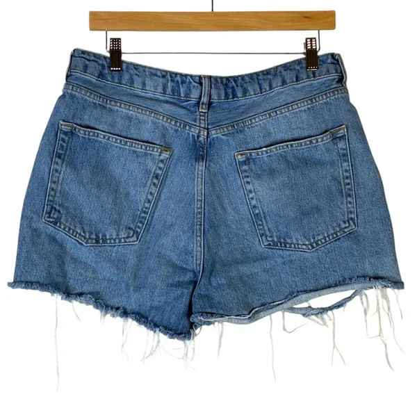 Topshop Mom Denim Shorts Light Wash Distressed Frayed Hem Jean Festival Size 6 - Image 6