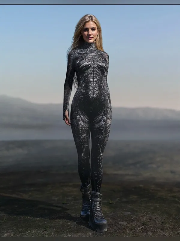 Burned Zombie Costume /Pattern Full-Body Jumpsuit - Image 3