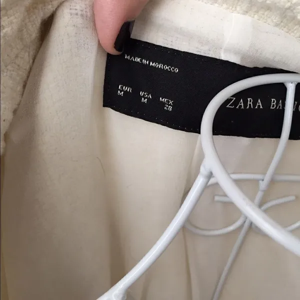 Zara Wool Blend Zip Front Textured Blazer Medium Winter White - Image 5
