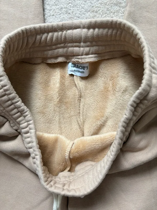Gracie’s Boutique Light Brown Fleece Lined Sweatpants Womens M - Image 3