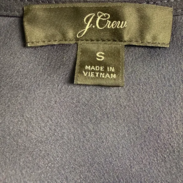 J. Crew Ruffle Front Blouse Women Small‎ Navy Blue Sleeveless V-Neck Office Wear - Image 3