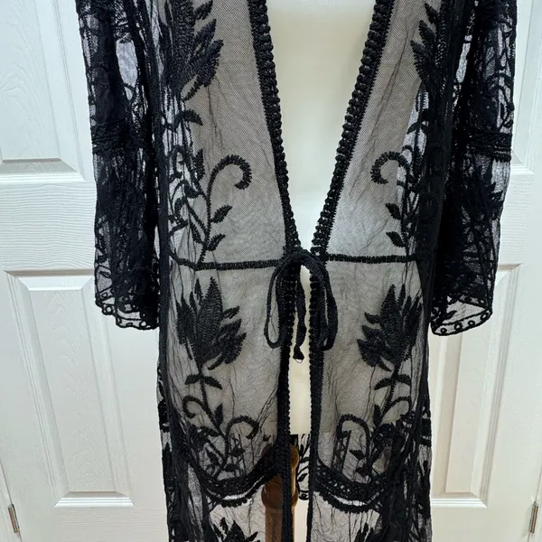Primark Black Lace Embroidered Floral Cover-Up - Size‎ L. - Image 12