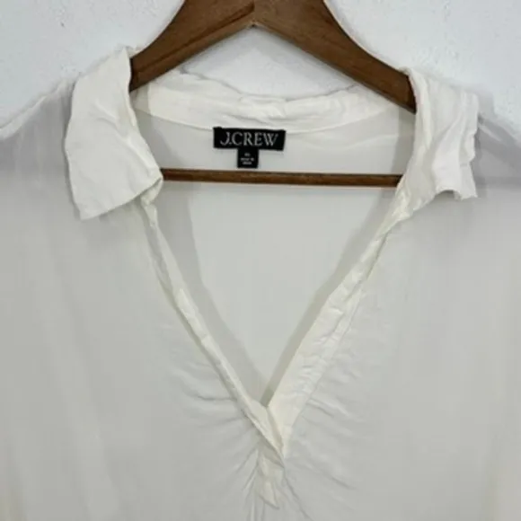 J. Crew Womens XL White Viscose Collared‎ 3/4 Sleeve Top Blouse - Image 3