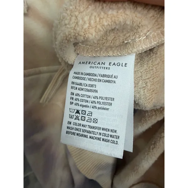 American Eagle Women Tie Dye Oversized Hoodie Purple Tan Side Slit Sweatshirt XS - Image 16