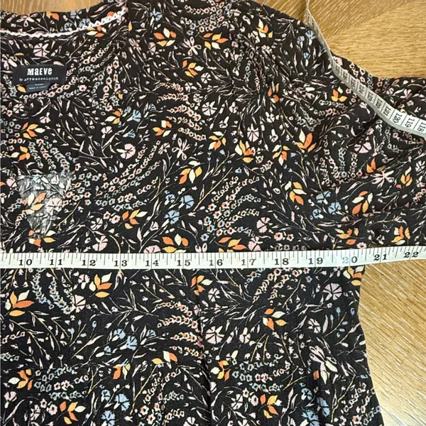 Maeve Anthropologie Amber Tiered Tunic Dress Black Floral Size XL Long Sleeve - Image 6