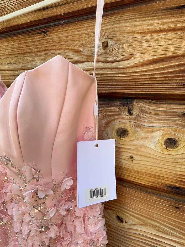MAC DUGGAL Pink Size 8 3D Floral Strapless Sweetheart Gown With Slit Dress - Image 10