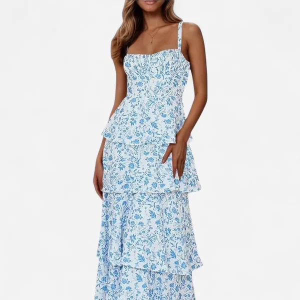 Amazon blue and white floral maxi dress - Image 2