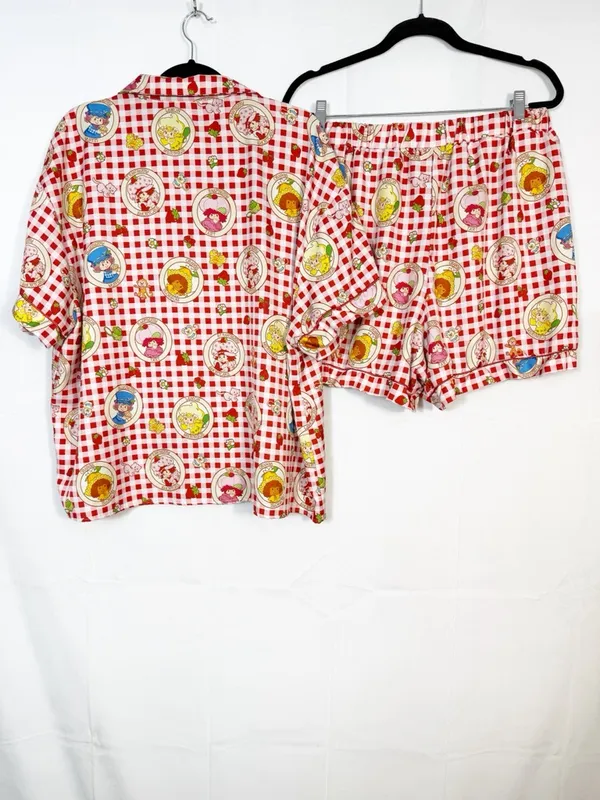 Strawberry Shortcake Countryside Plaid Gingham Check Short Pajama Set Two Piece - Image 4