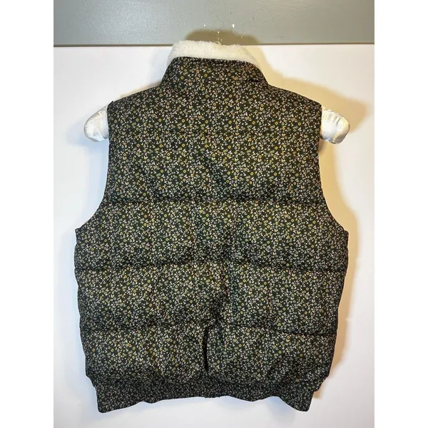 Universal Threads Women’s Green Floral Puffer Vest Sherpa Collar Full Zip Small - Image 11