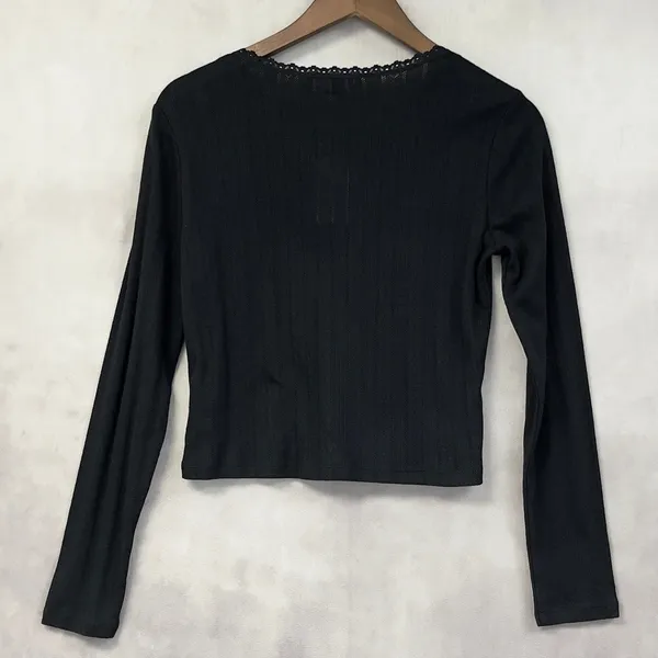 Hippie Rose Pointelle Knit Top Women Medium Stretch‎ Indie Sleaze Grunge Goth - Image 4