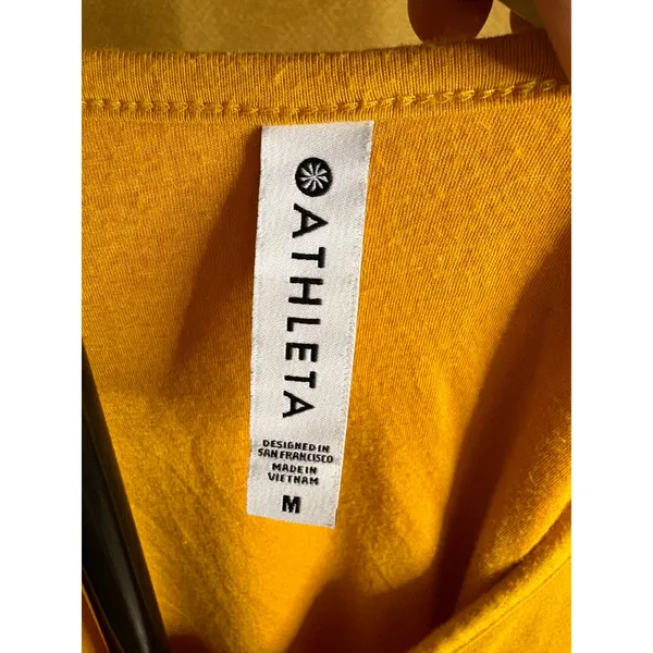 Athleta Womens Yellow Ruched Sleeveless Sheath Dress Medium Cotton‎ Modal Blend - Image 6
