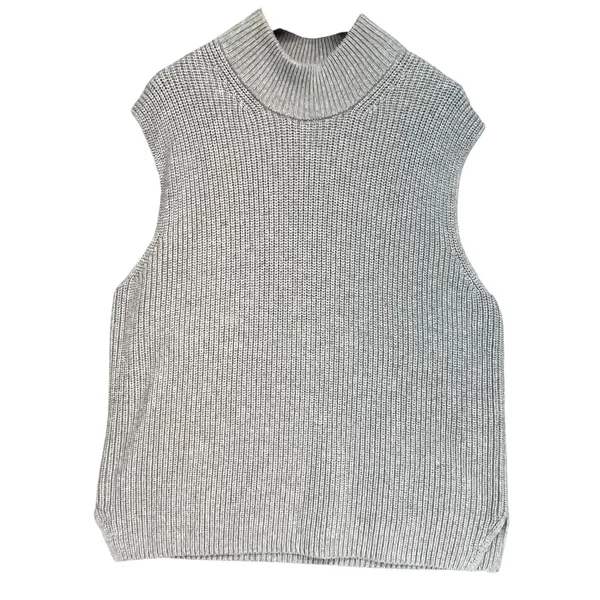 Abercrombie & Fitch Women's Knit‎ Sleeveless Top Mock Neck Gray Sweater Vest XL - Image 2