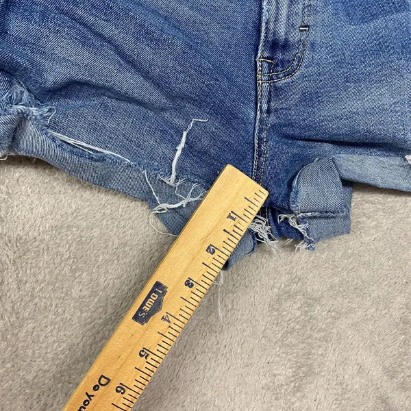 Zara Shorts Womens 4 Blue Zip Fly‎ Denim Jean Cut Off Low Rise Booty Ripped - Image 5