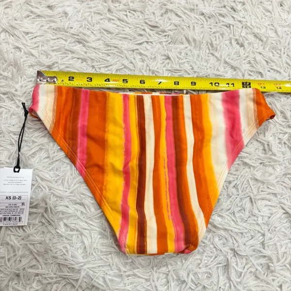 Shade & Shore striped low rise cheeky bikini bottom‎ orange red size XS - Image 5