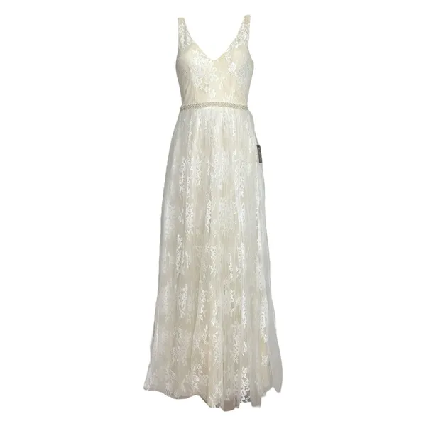 LULUS Sweet Love Floral Lace Beaded Maxi Dress, Ivory, Small - Image 7