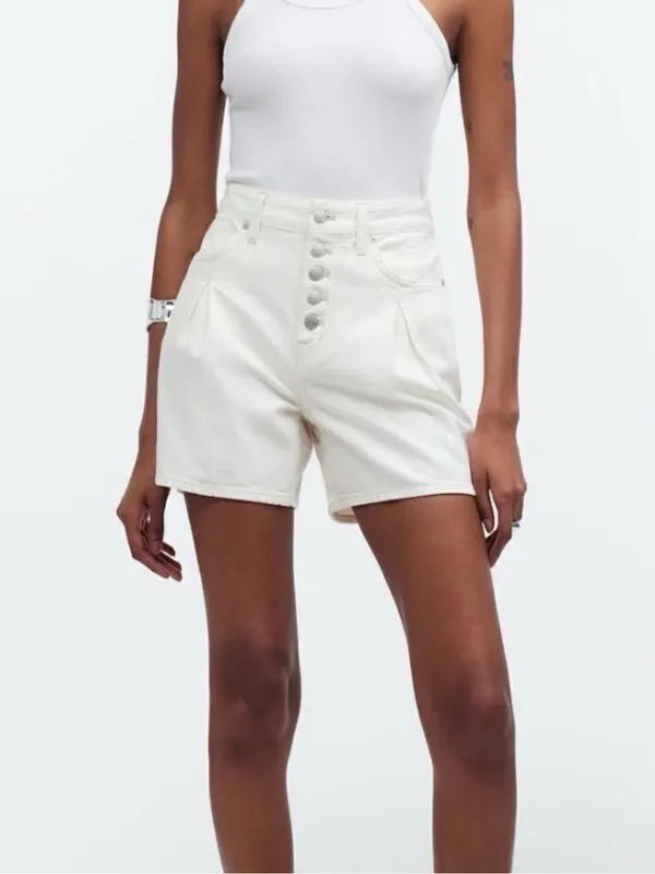 Madewell‎ The '90s Mid-Length Jean Short in Vintage Canvas: Button Front Size 25 - Image 2