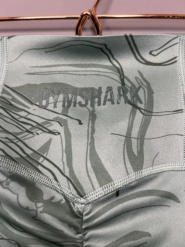 Gymshark Biker Shorts Womens XS Green Camo Scrunch Butt Athletic Gym - Image 3