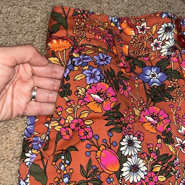 Anthropologie Maeve Flower Power‎ Wide Leg Ankle Cropped Trouser Pant 0 - Image 5