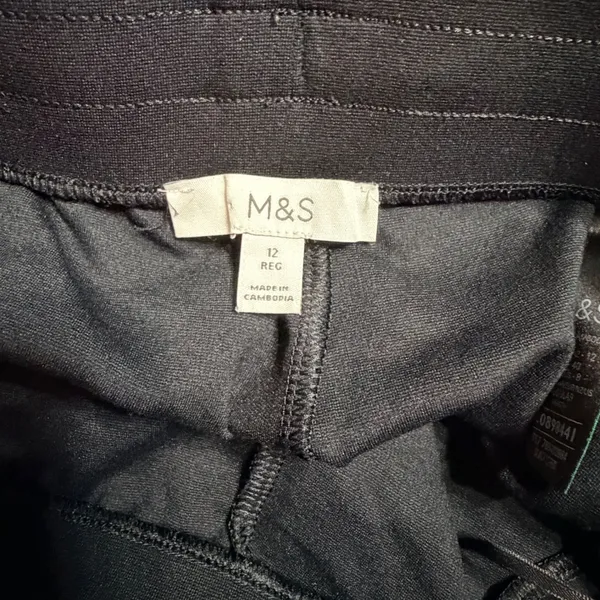 M&S Collection Womens Black Wide Leg Side Stripe Trousers Regular Size 8 US - Image 6