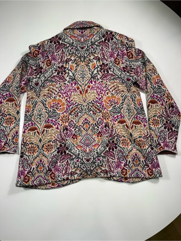J. Jill Floral Knit Cardigan in Purple, Pink and Cream - Image 8