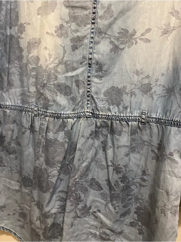 American Eagle Womens Blue Chambray Denim Shirt Dress M Medium 38” Floral READ - Image 12