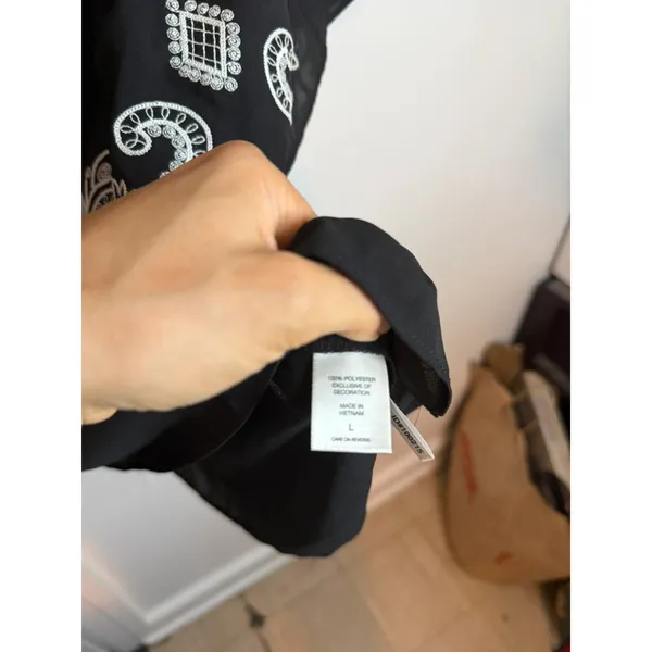 Nwt New York and Company Black Ruffle Embroidered Halter Blouse - Image 4