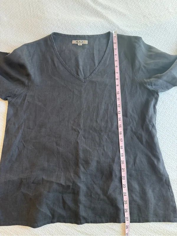 Flax V Pullover Linen Shirt Grey Medium - Image 5