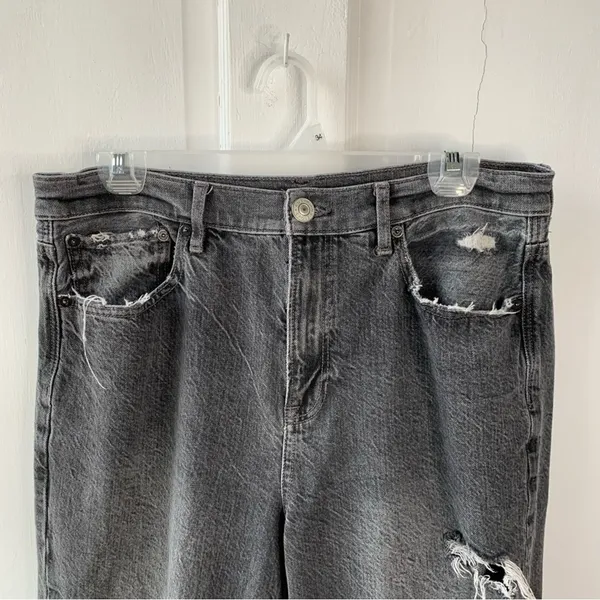 American Eagle 90’s Flare Jeans 10 Distressed Ripped Cotton Grey Pockets Retro - Image 3